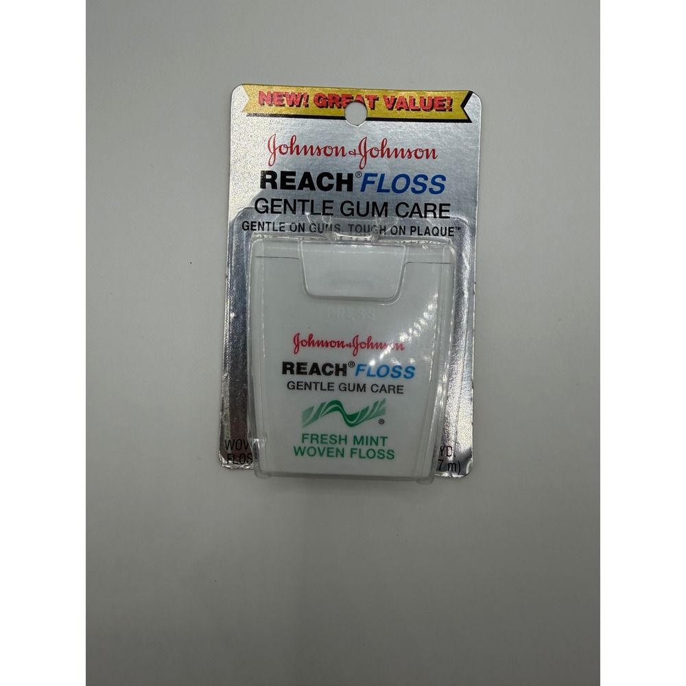 Johnson & Johnson Reach Gentle Gum Care Fresh Mint Woven Floss 50Yd 1996 Vintage